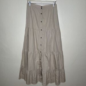 s/w/f Pleated Accents Maxi Length Button Down Skirt Large NWT